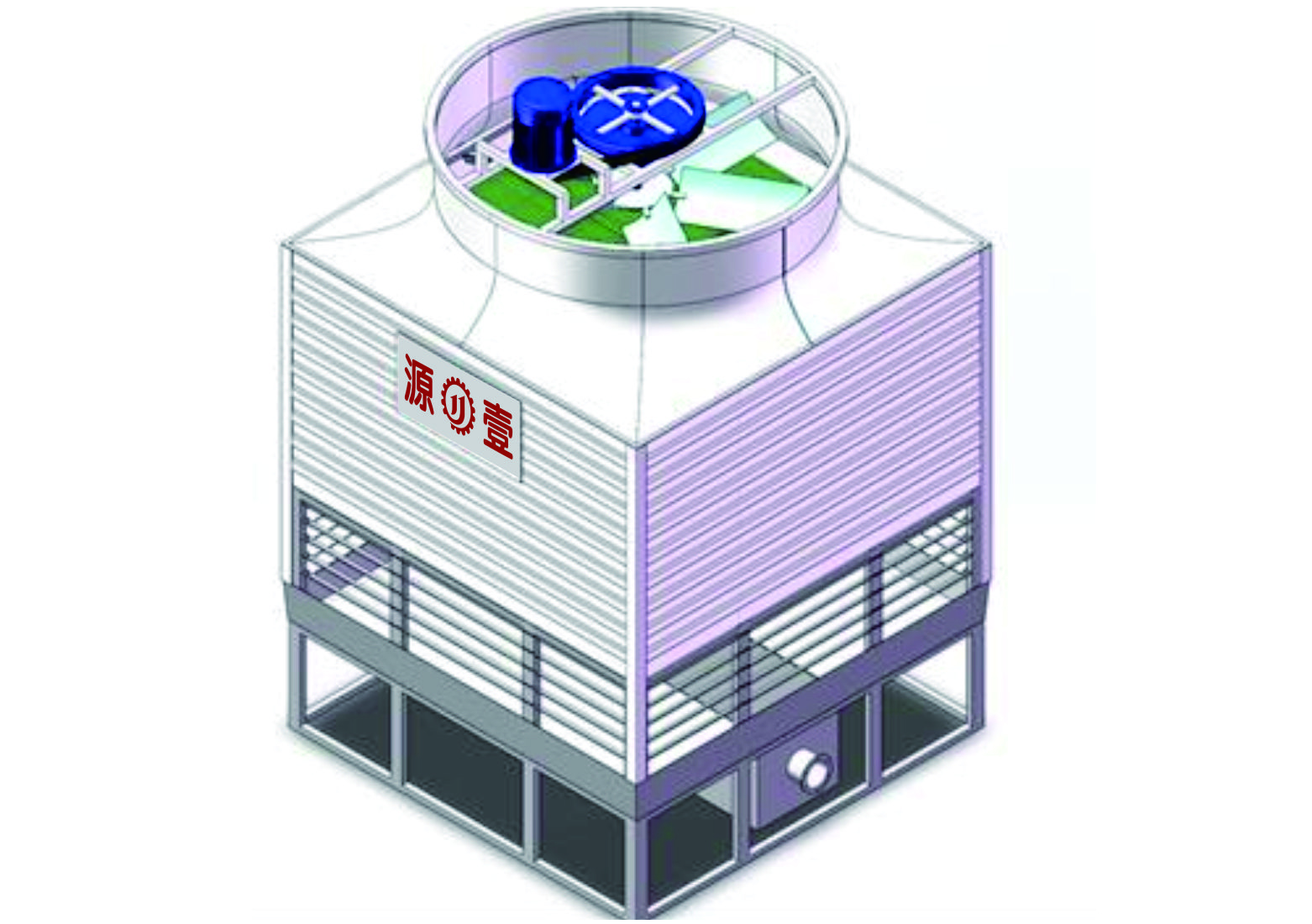 Square countercurrent cooling tower